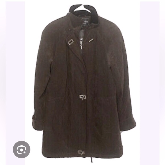 FLEET STREET Brown Full Zip Toggle Button Raincoat Jacket Size PM - Picture 3 of 16